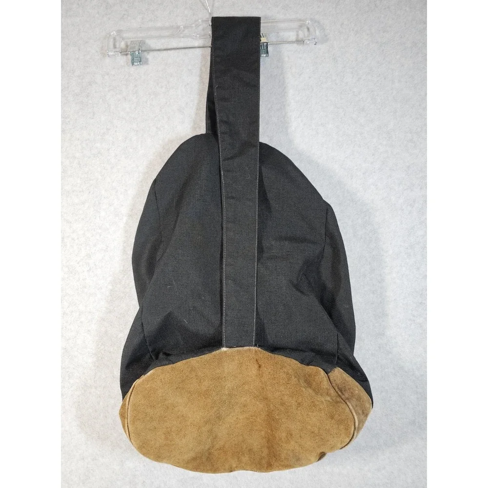 Vintage Jansport Sling Top Load Black Leather Bottom Backpack Large Sz USA Made
